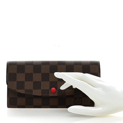 Louis Vuitton Damier Ebene Emilie Wallet Red 2 of 6