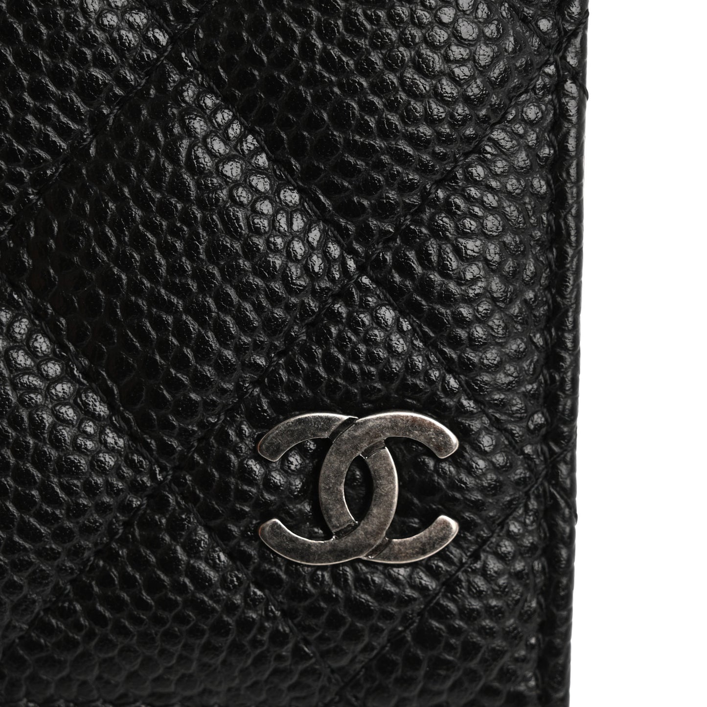 Caviar Quilted Card Holder Wallet Black
