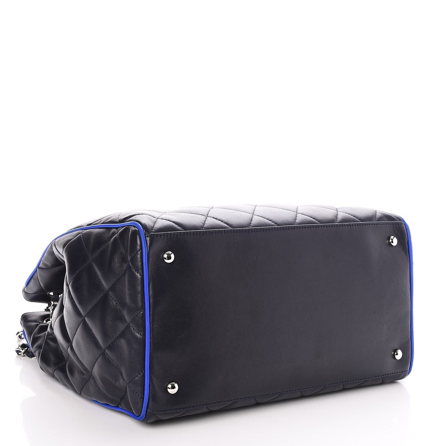 Lambskin Quilted CC Shopping Tote Navy Blue