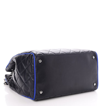 Chanel Lambskin Quilted CC Shopping Tote Navy Blue 4 of 7