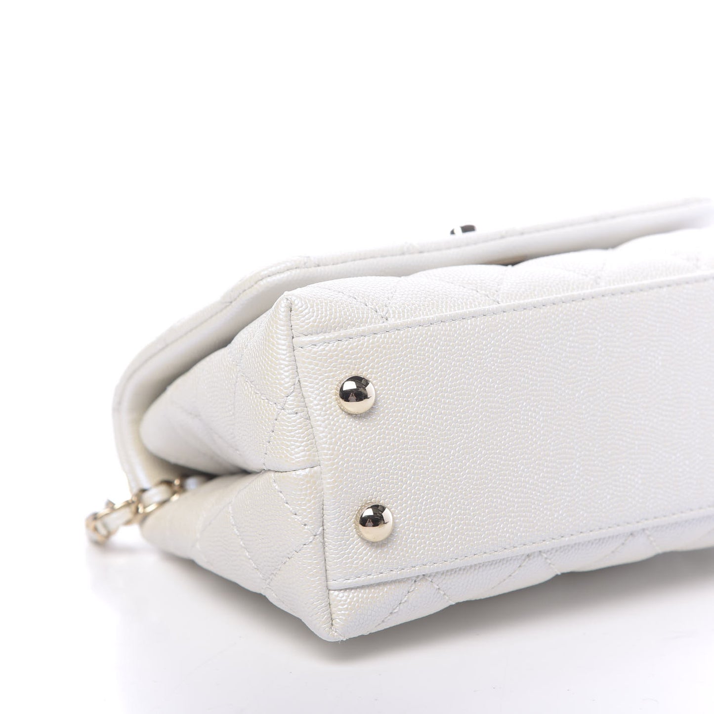 Iridescent Caviar Quilted Extra Mini Coco Handle Flap Ivory