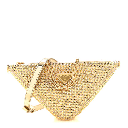 Prada Satin Crystal Triangle Crossbody Pouch Platino 1 of 9
