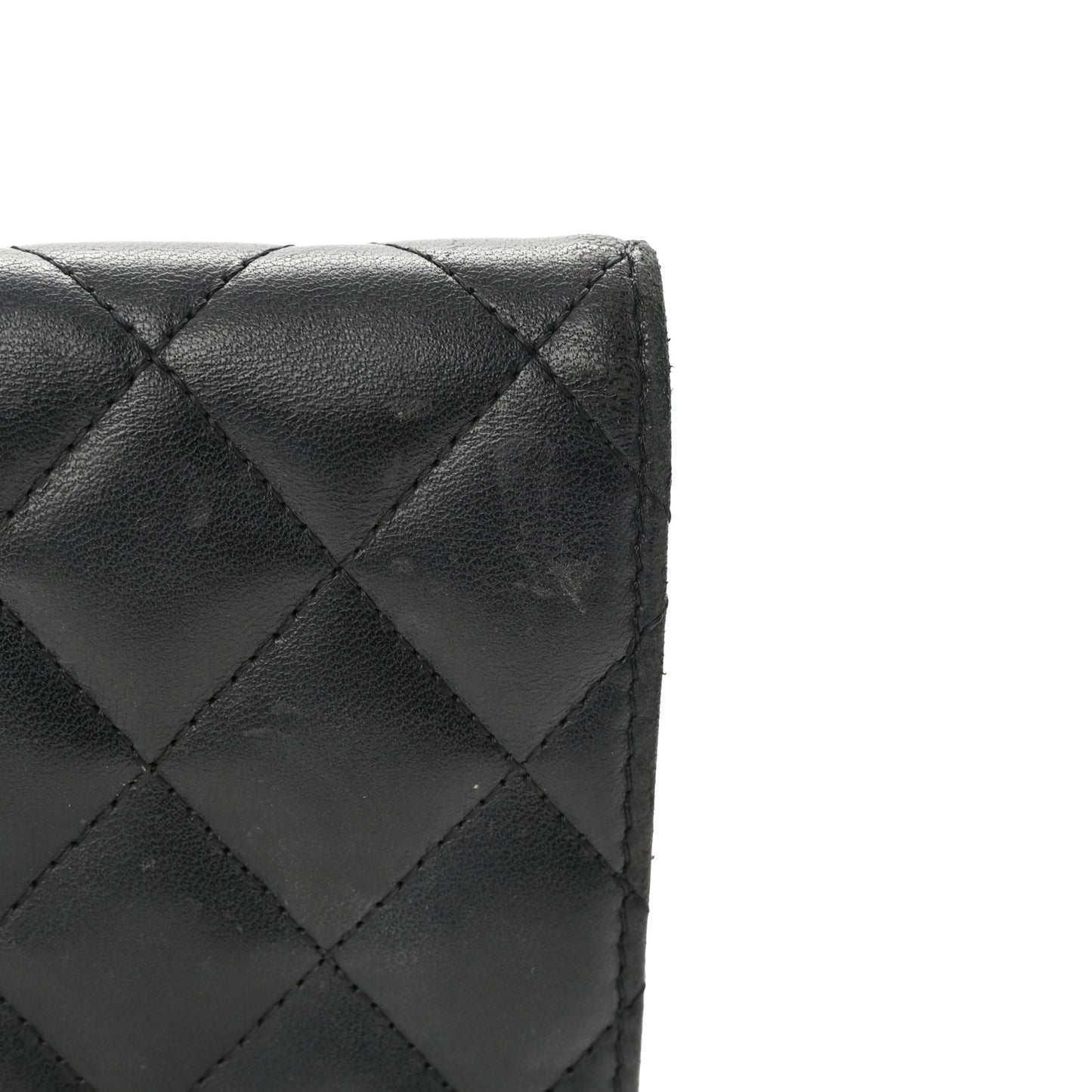 Lambskin Quilted Yen Wallet Black