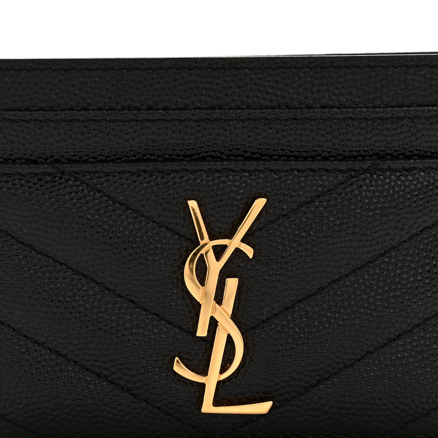Grain De Poudre Matelasse Chevron Monogram Credit Card Case Black