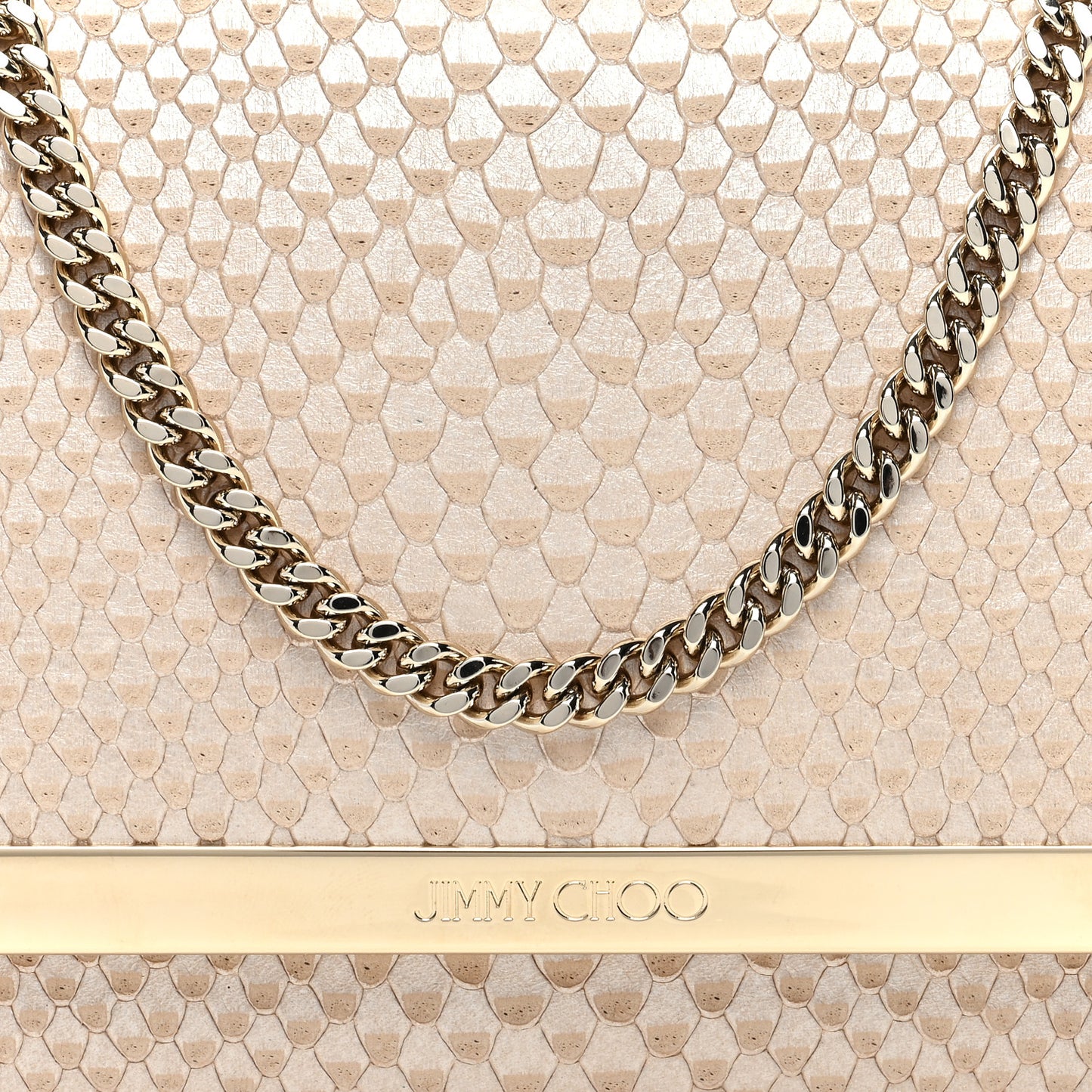 Embossed Snakeskin Milla Wallet on Chain Nude