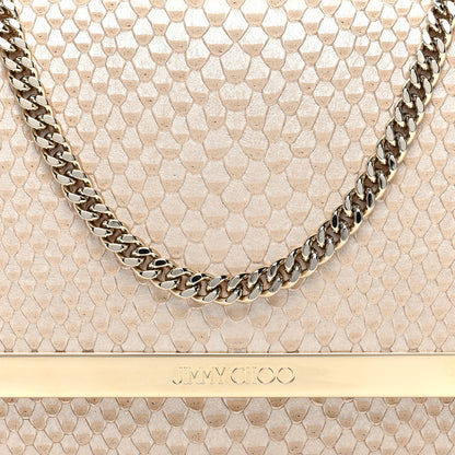 Jimmy Choo Embossed Snakeskin Milla Wallet on Chain Nude 7 of 9