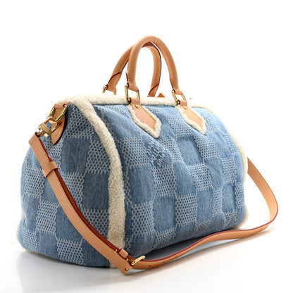Louis Vuitton Denim Shearling Speedy Bandouliere 40 2 of 9