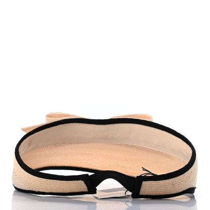 Chanel Straw Grosgrain Visor L Beige Black 6 of 9