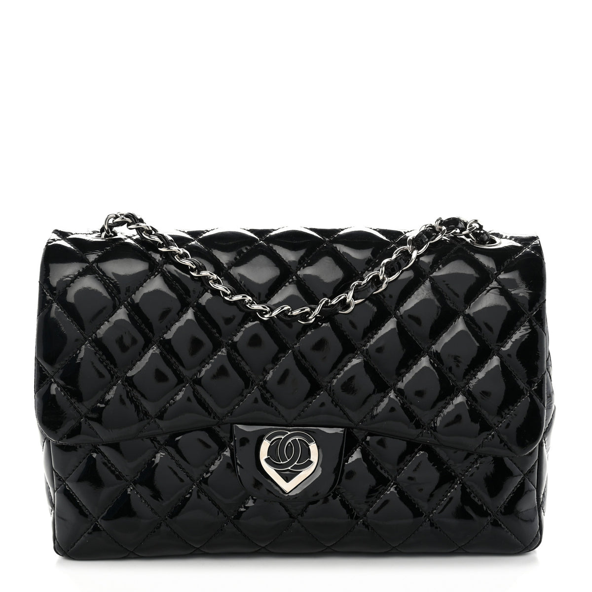Chanel Patent Quilted Jumbo Single Flap Black 1 of 13