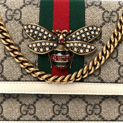 Gucci GG Supreme Monogram Web Queen Margaret Chain Wallet White 7 of 10