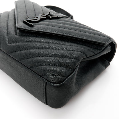 Saint Laurent Sheepskin Matelasse Chevron Monogram Monochrome Medium College Bag Black 11 of 11