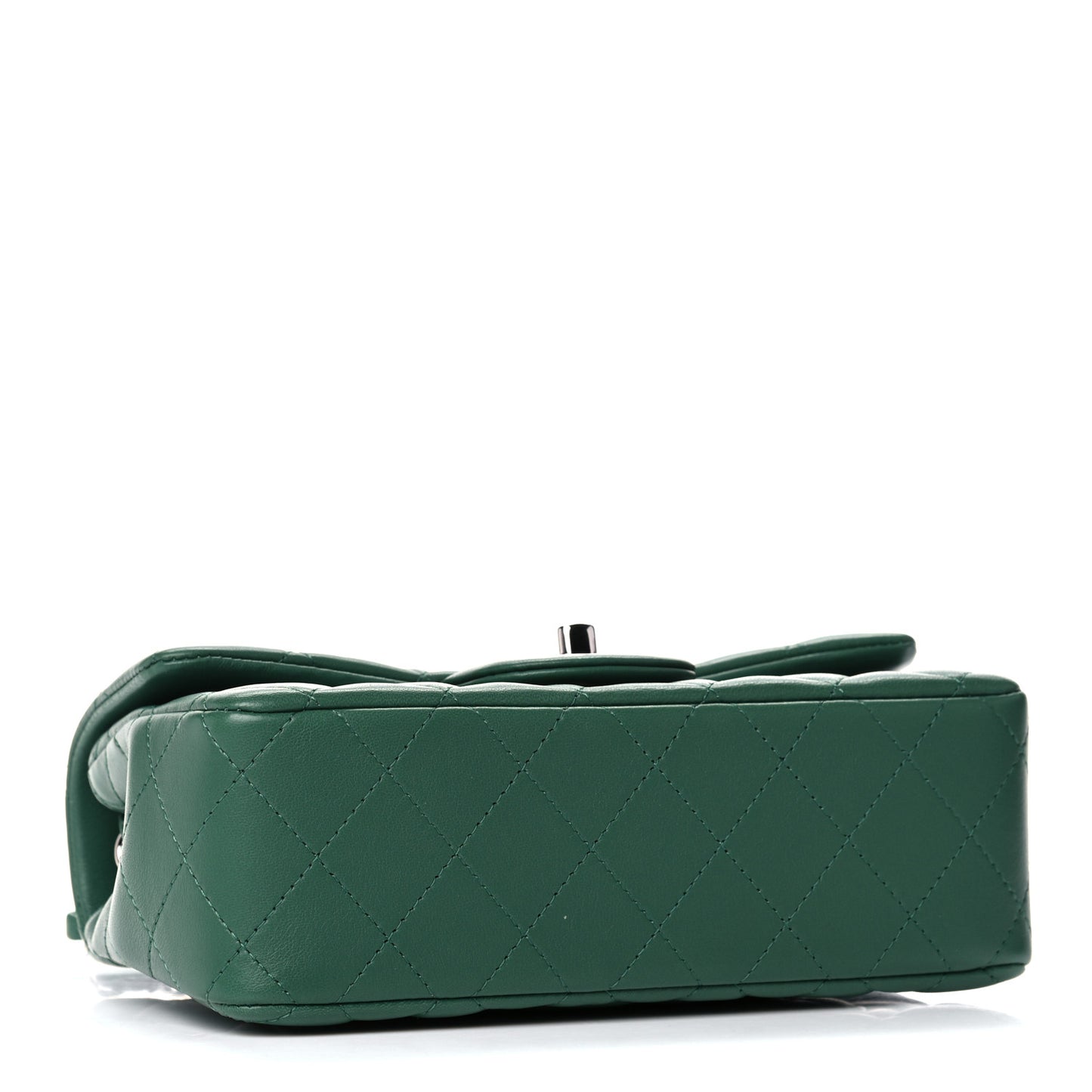 Lambskin Quilted Mini Rectangular Flap Green
