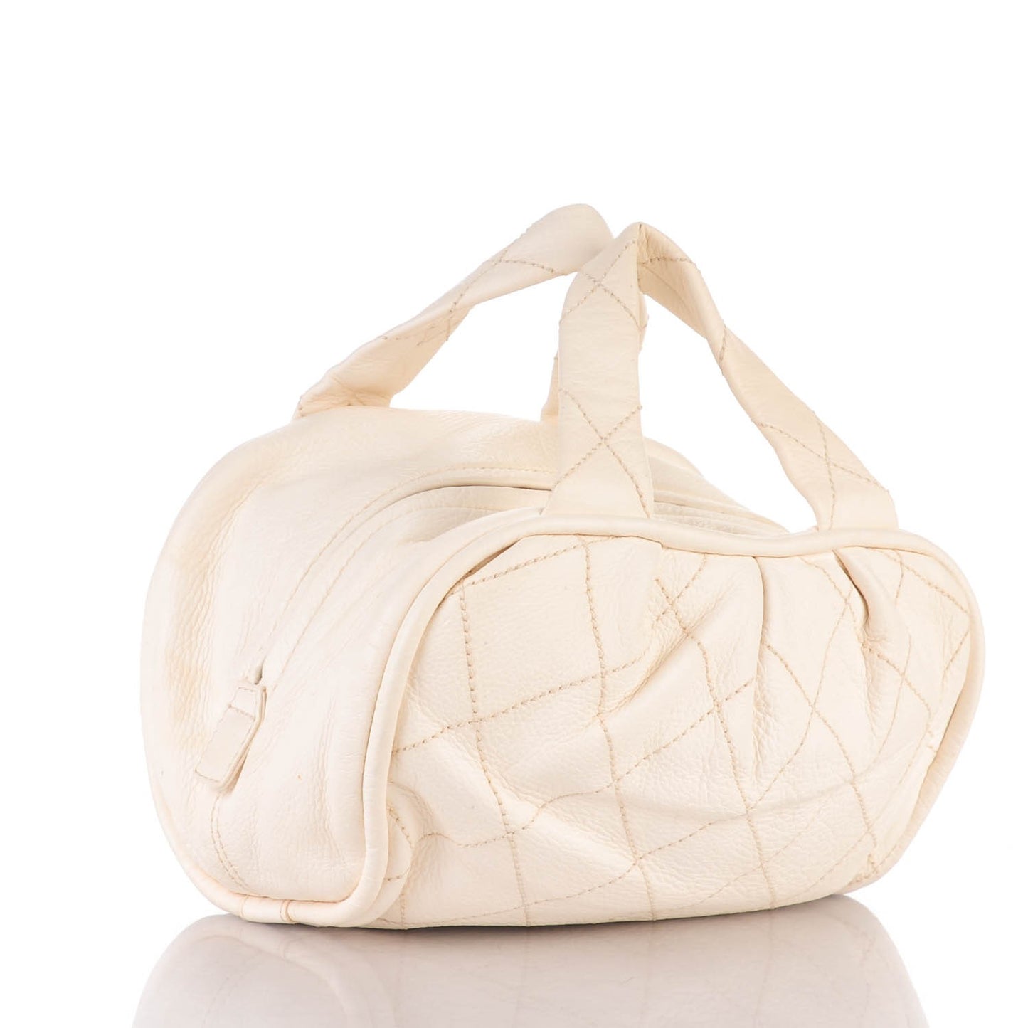 Calfskin Round Bowling Bag White