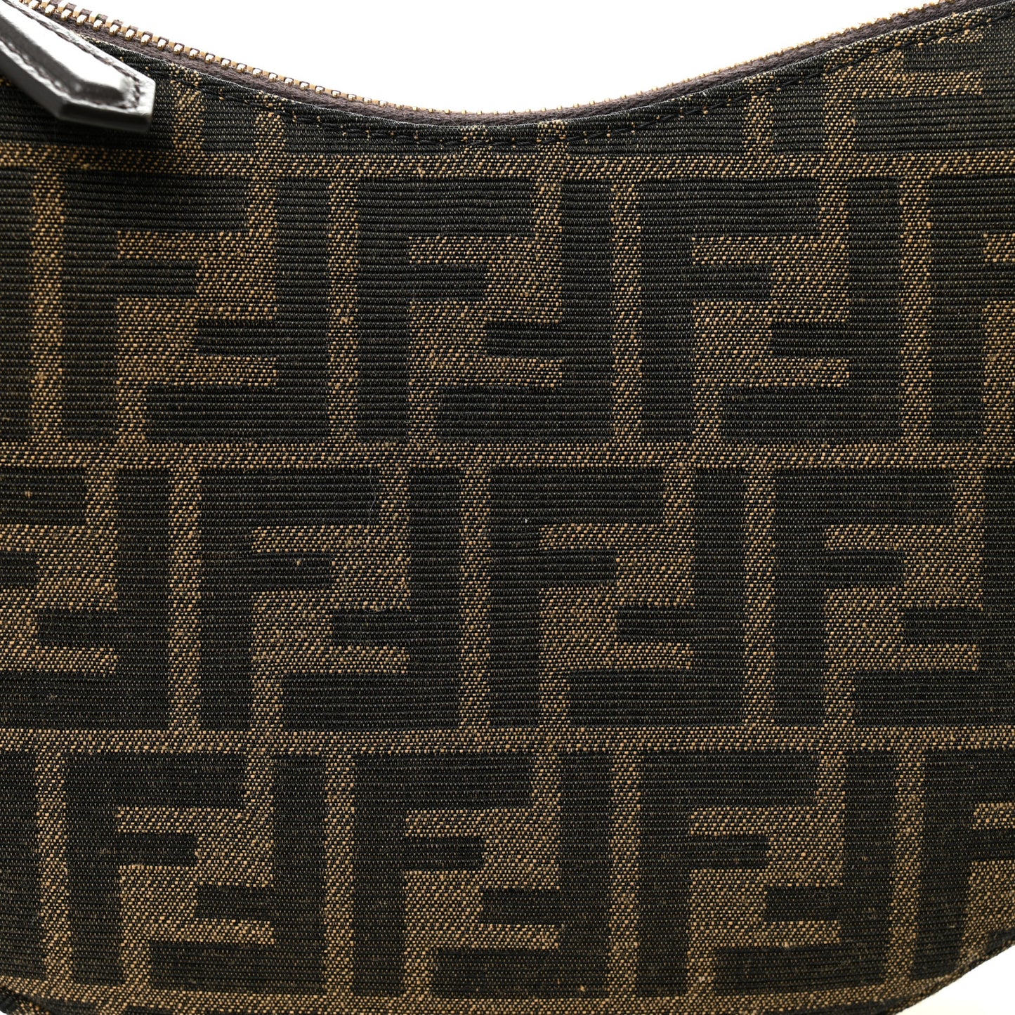 Fabric Jacquard Vitello Grace FF 1974 Mini Fendigraphy Hobo Bag Tobacco Moro Ebano