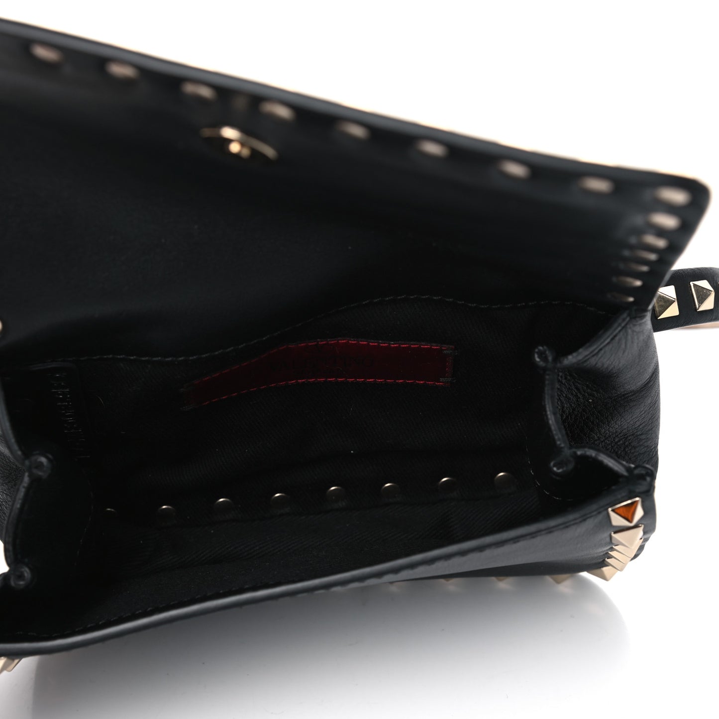 Calfskin Rockstud Belt Bag Black