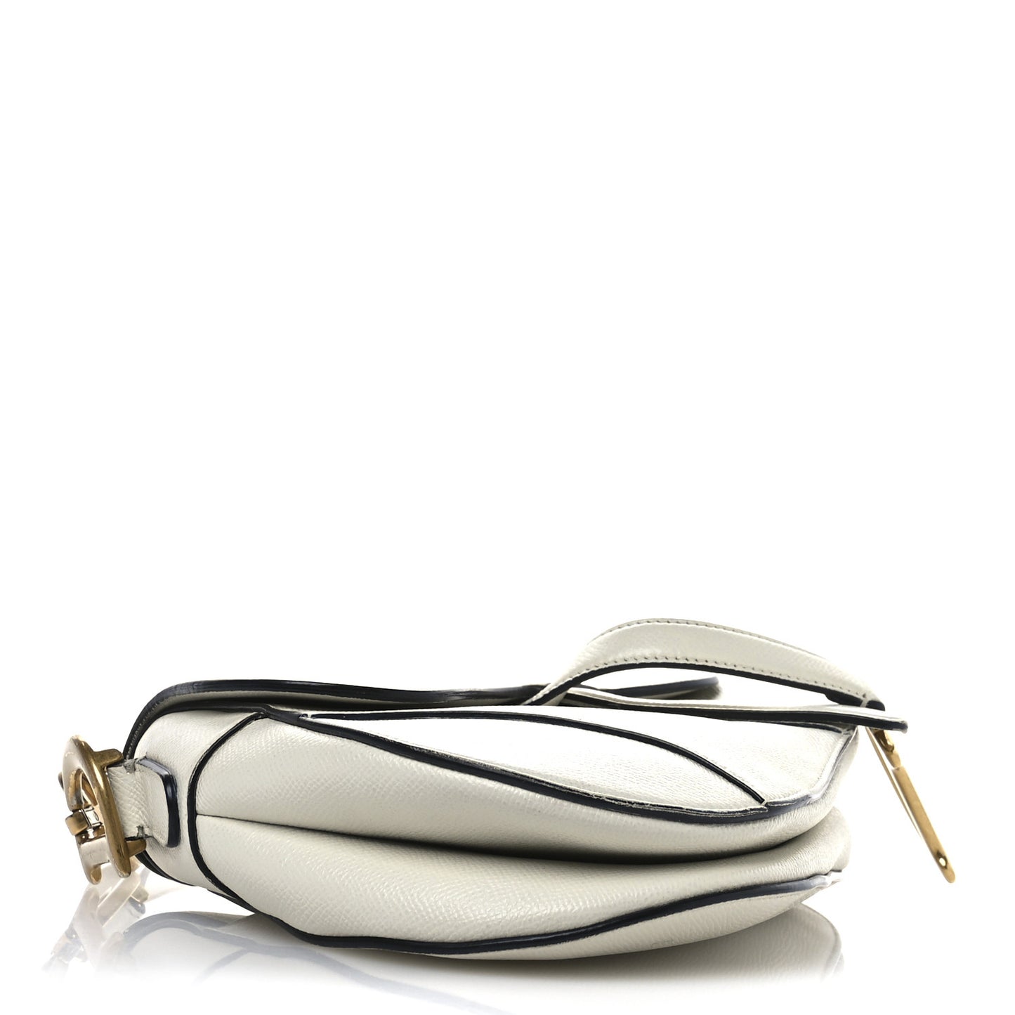 Grained Calfskin Saddle Bag White