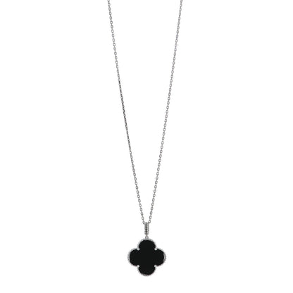 Van Cleef & Arpels 18K White Gold Black Onyx Magic Alhambra Pendant Necklace 1 of 6