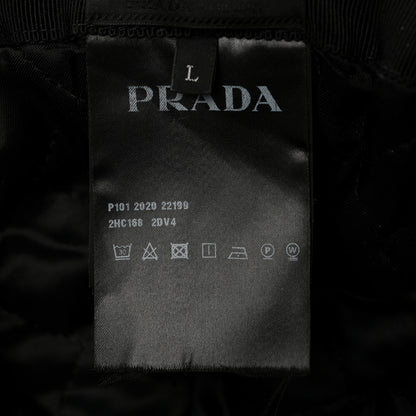 Prada Re-Nylon Padded Metal Triangle Logo Mens Beanie L Black 9 of 9