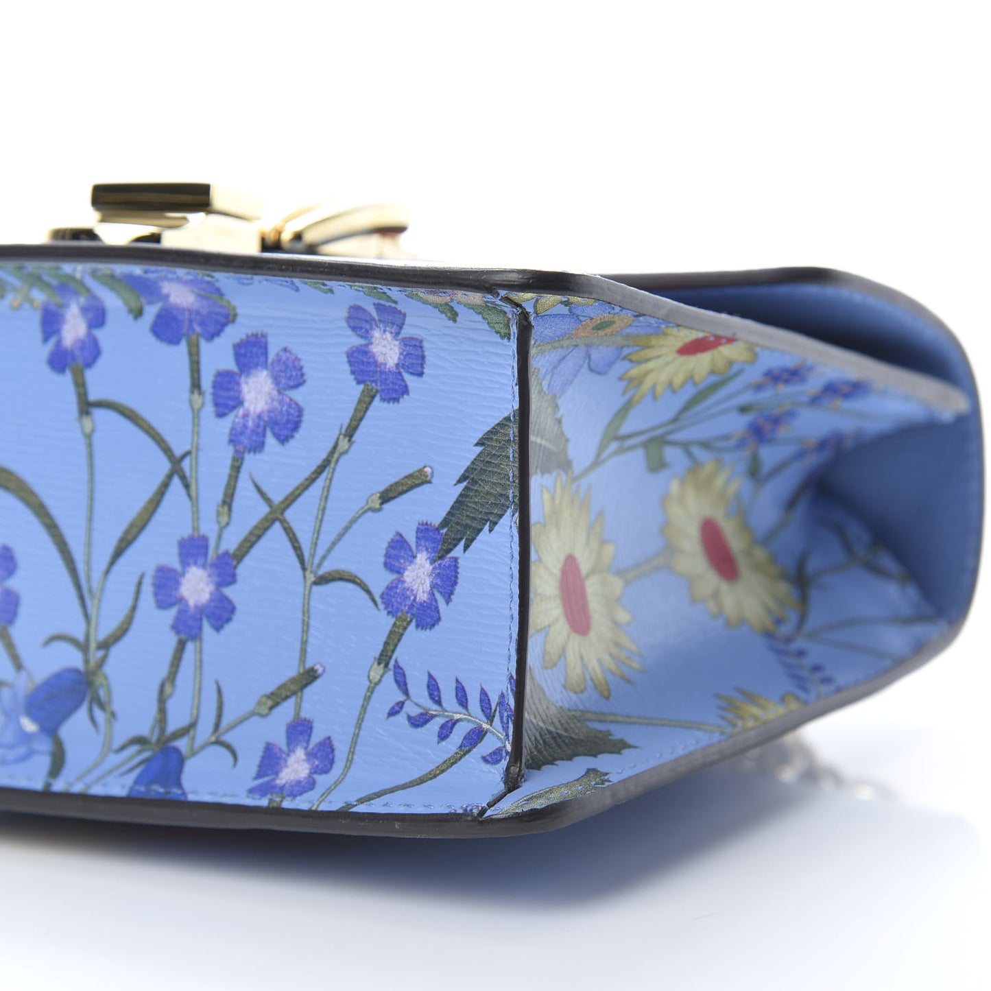 Shangai Calfskin Web New Flora Mini Sylvie Chain Shoulder Bag Azure