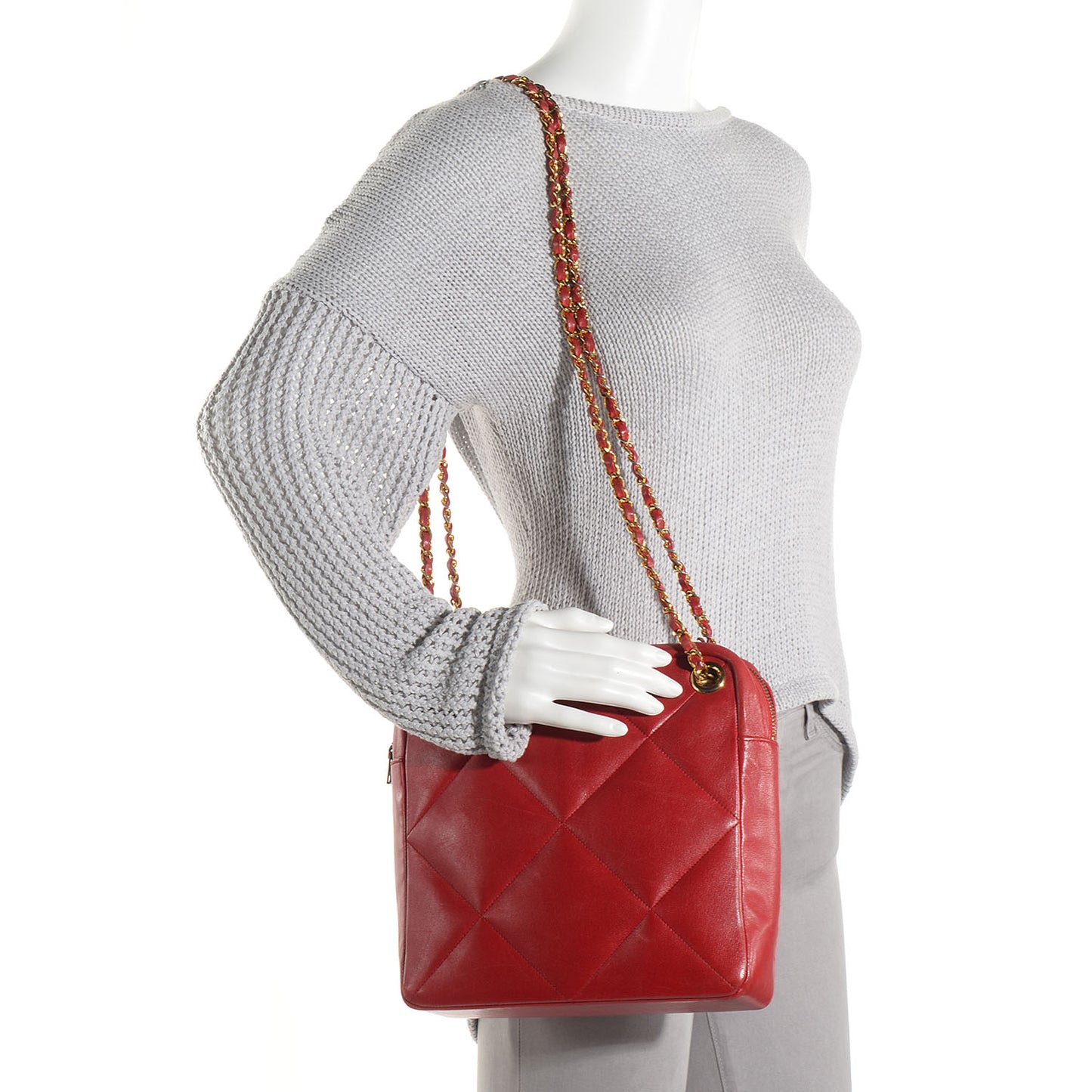 Lambskin Quilted Shoulder Bag Red