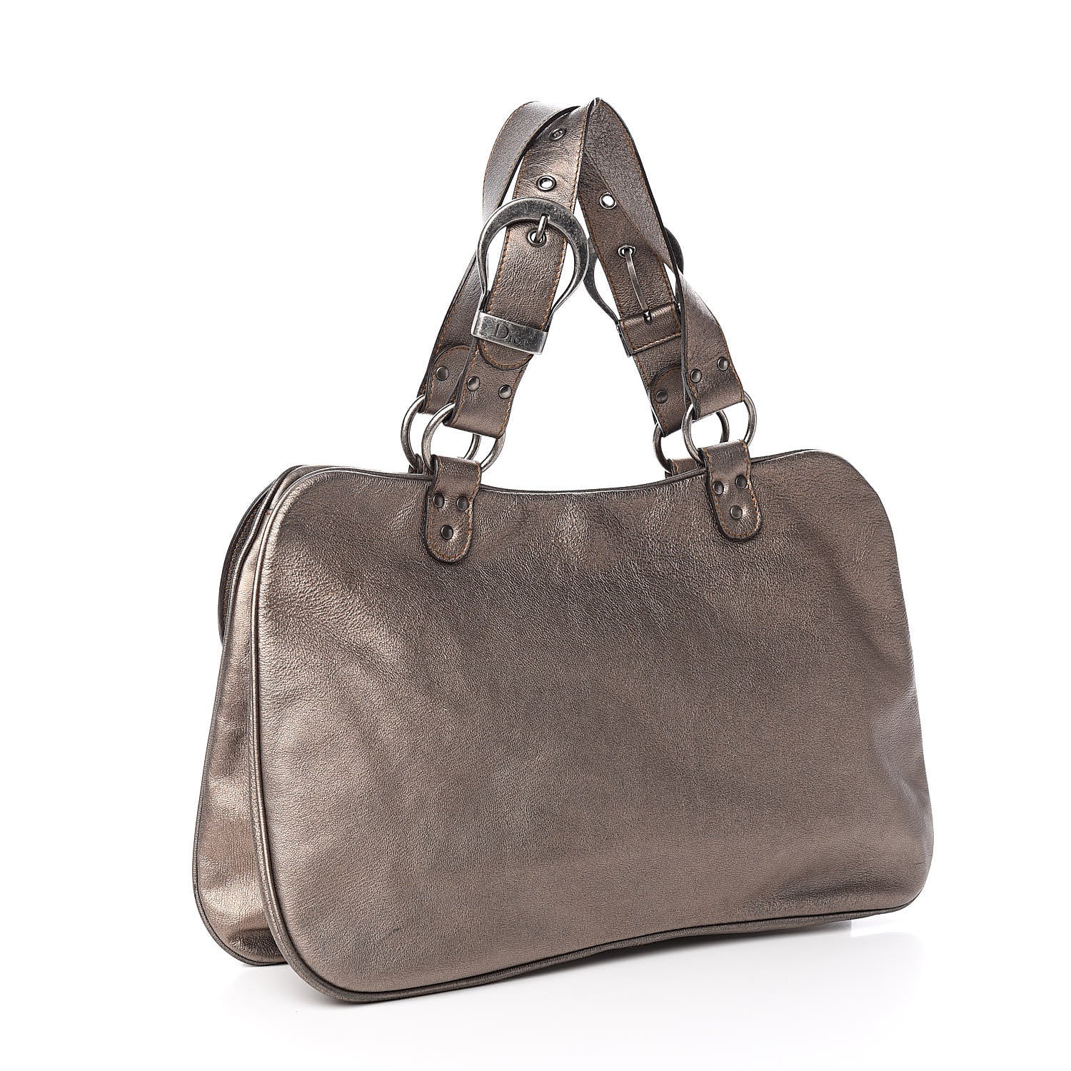 Christian Dior Metallic Calfskin Medium Gaucho Double Saddle Bronze 3 of 11
