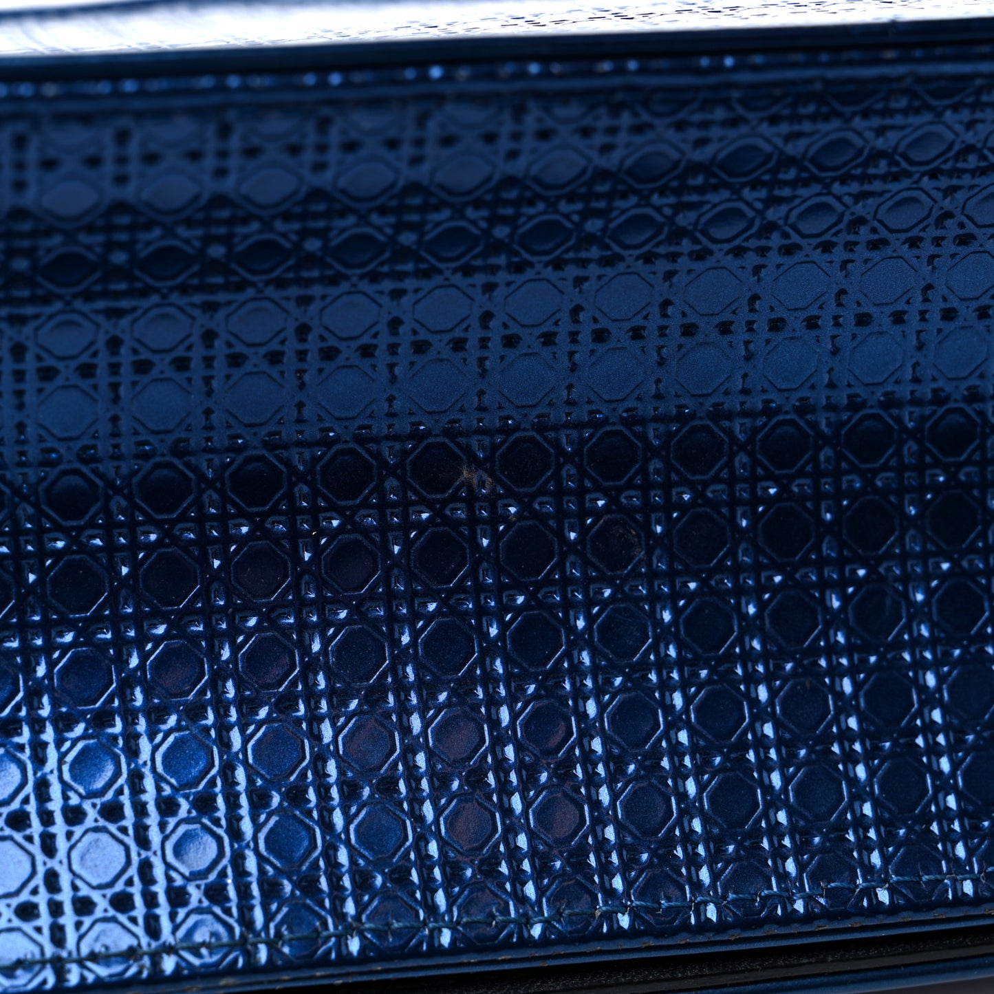 Metallic Patent Micro-Cannage Medium Diorama Flap Bag Blue