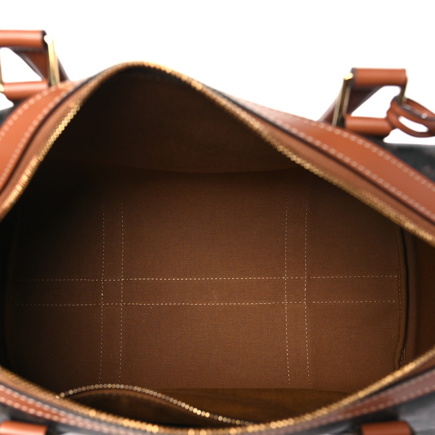 Celine Triomphe Canvas Calfskin Boston Bag Tan 5 of 10