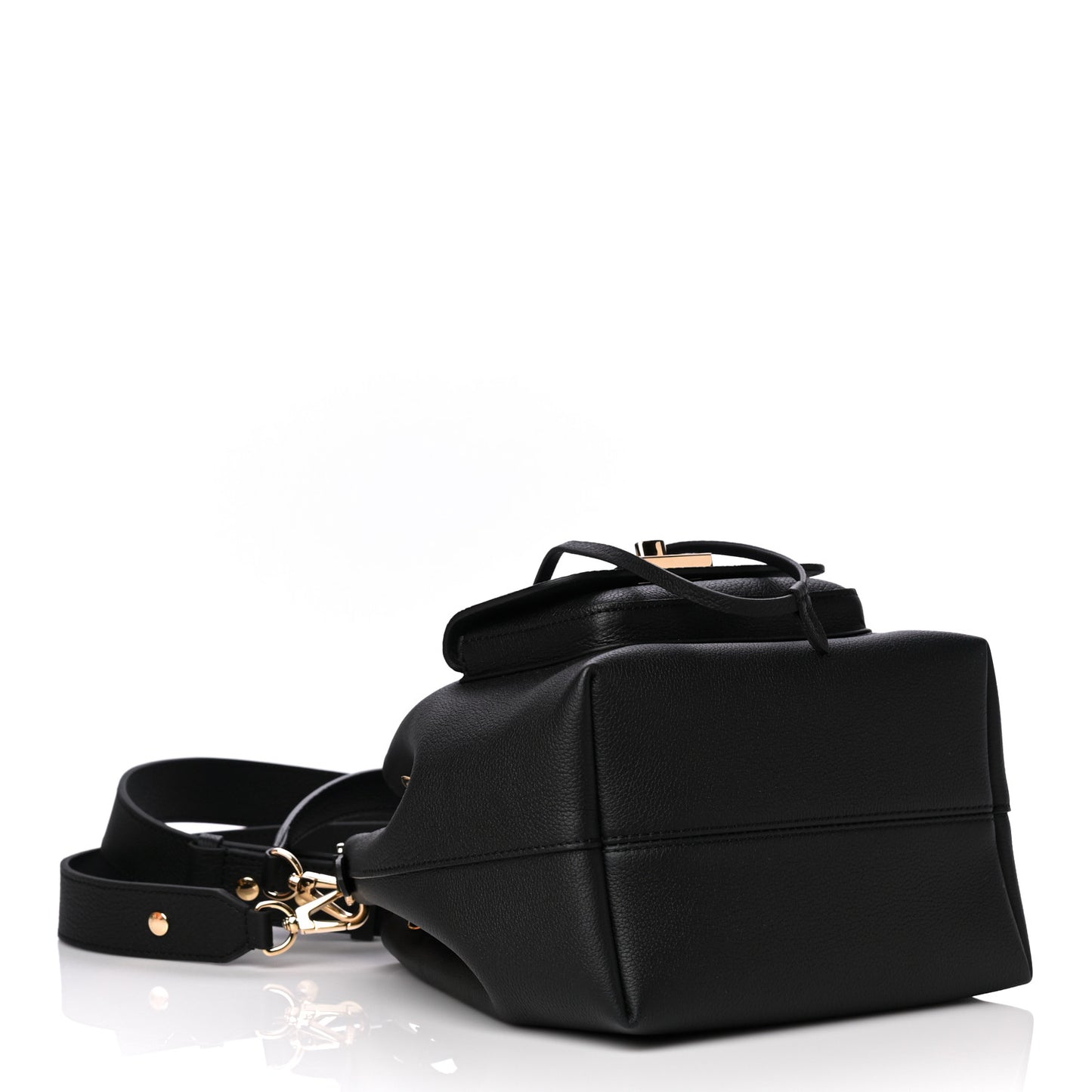 Calfskin Lockme Bucket MM Black