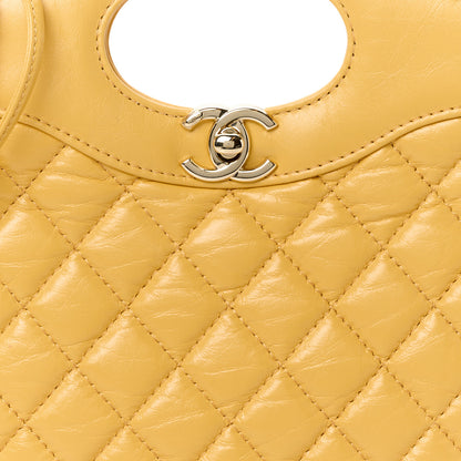 Chanel Shiny Crumpled Calfskin Quilted Mini 31 Shopping Bag Yellow 8 of 11