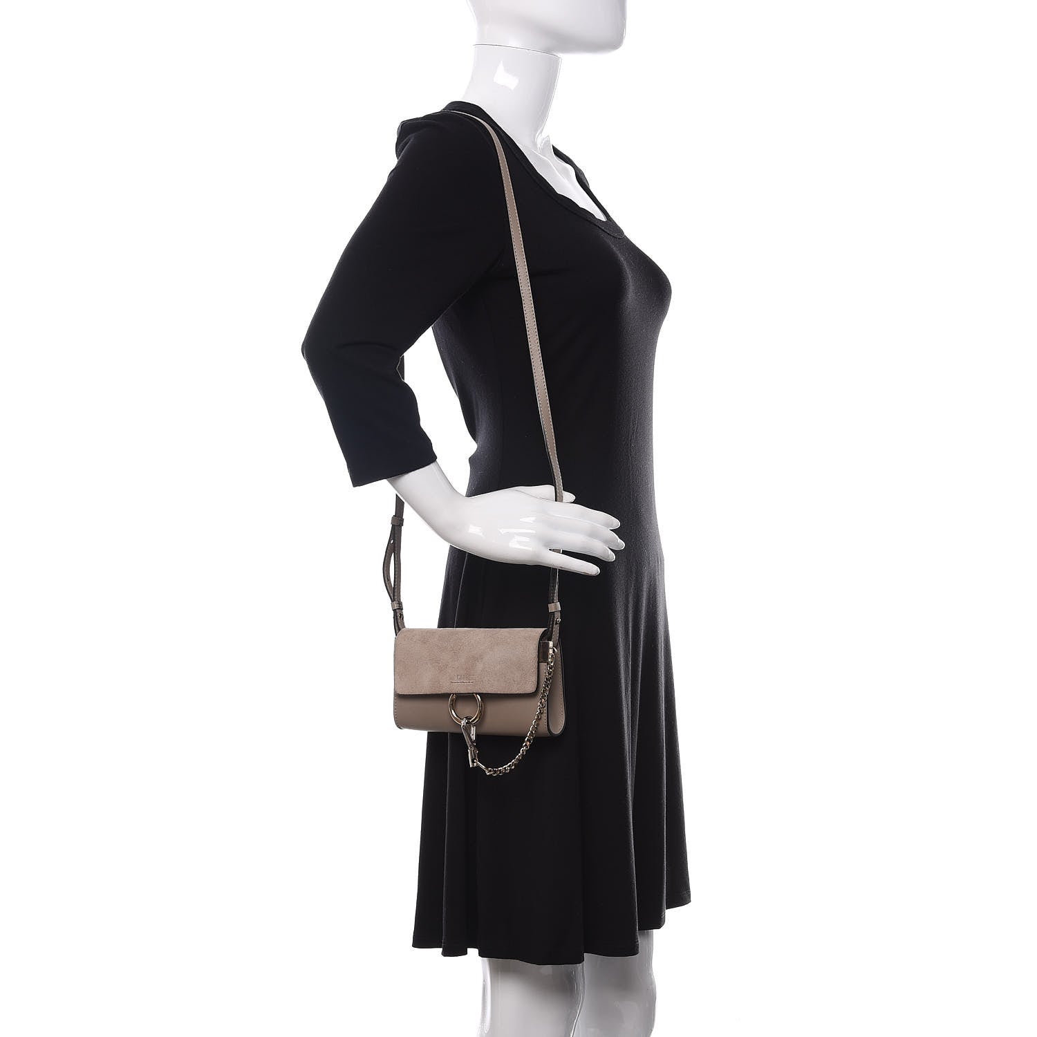 Chloe Suede Calfskin Mini Faye Shoulder Bag Motty Grey 2 of 10