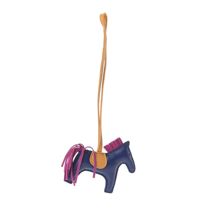 Hermes Milo Lambskin Grigri Rodeo Horse Bag Charm PM Bleu Saphir Rose Pourpre Bouton D'Or 2 of 2