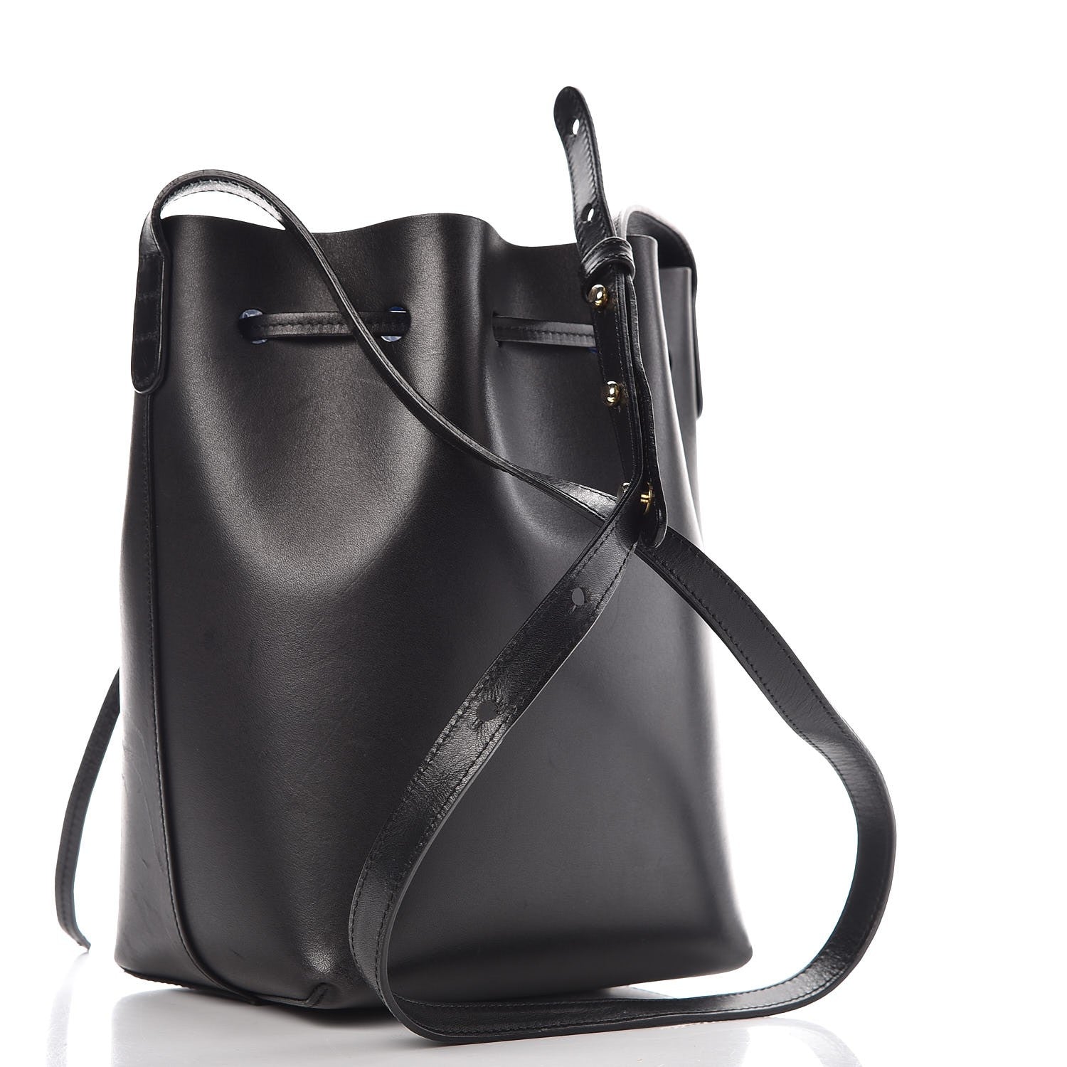 Mansur Gavriel Calfskin Mini Bucket Bag Black Royal 3 of 12