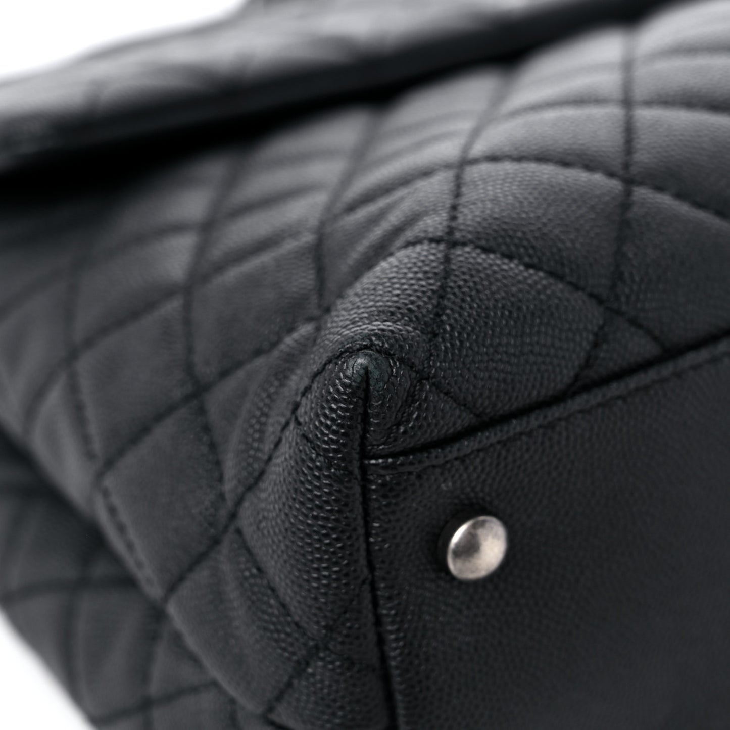 Caviar Lizard Quilted Large Coco Handle Flap Black