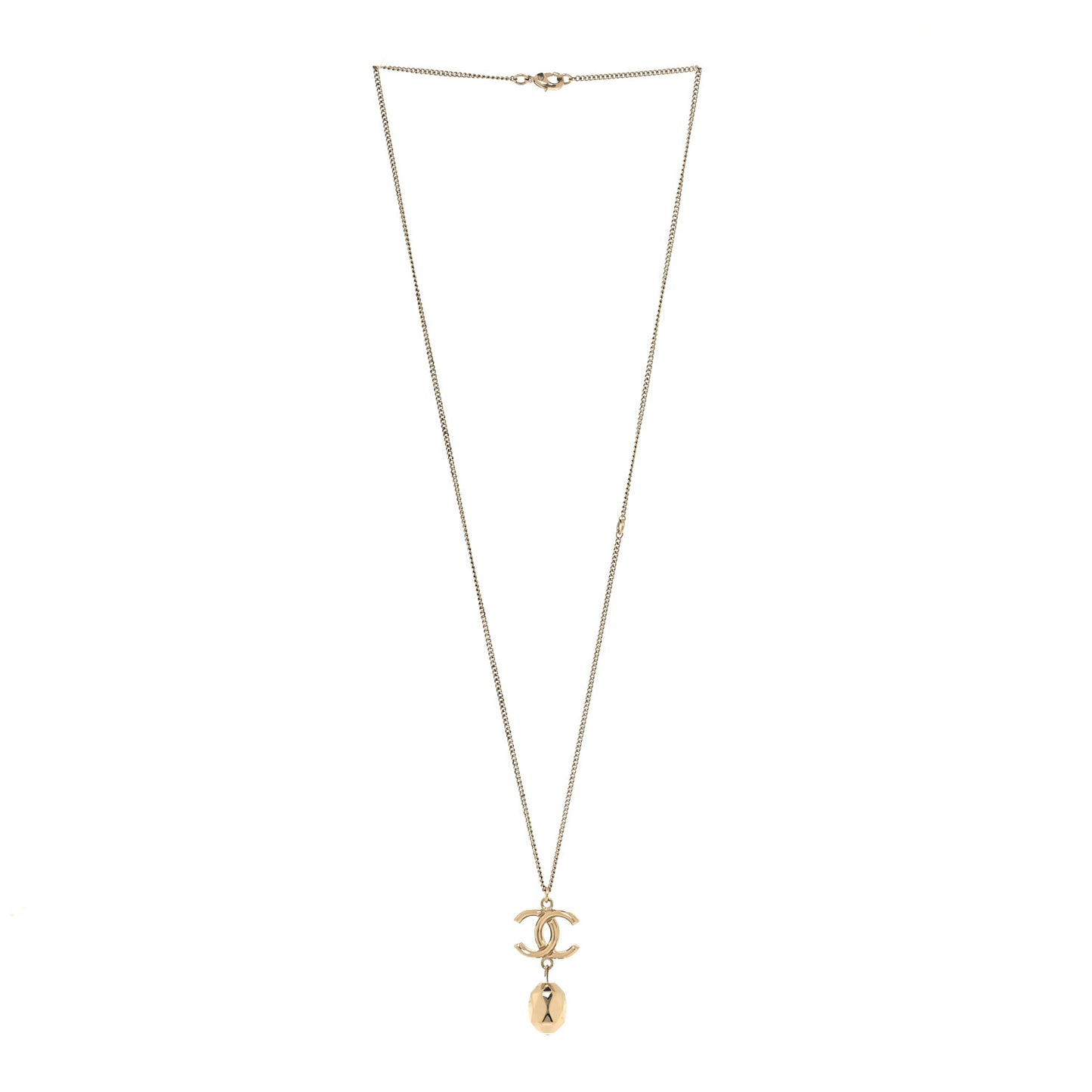 Metal Bead CC Drop CC Pendant Necklace Gold