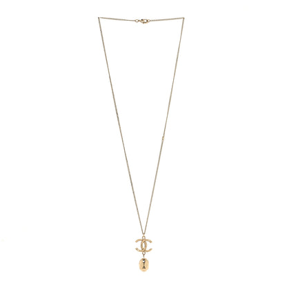 Chanel Metal Bead CC Drop CC Pendant Necklace Gold 3 of 4
