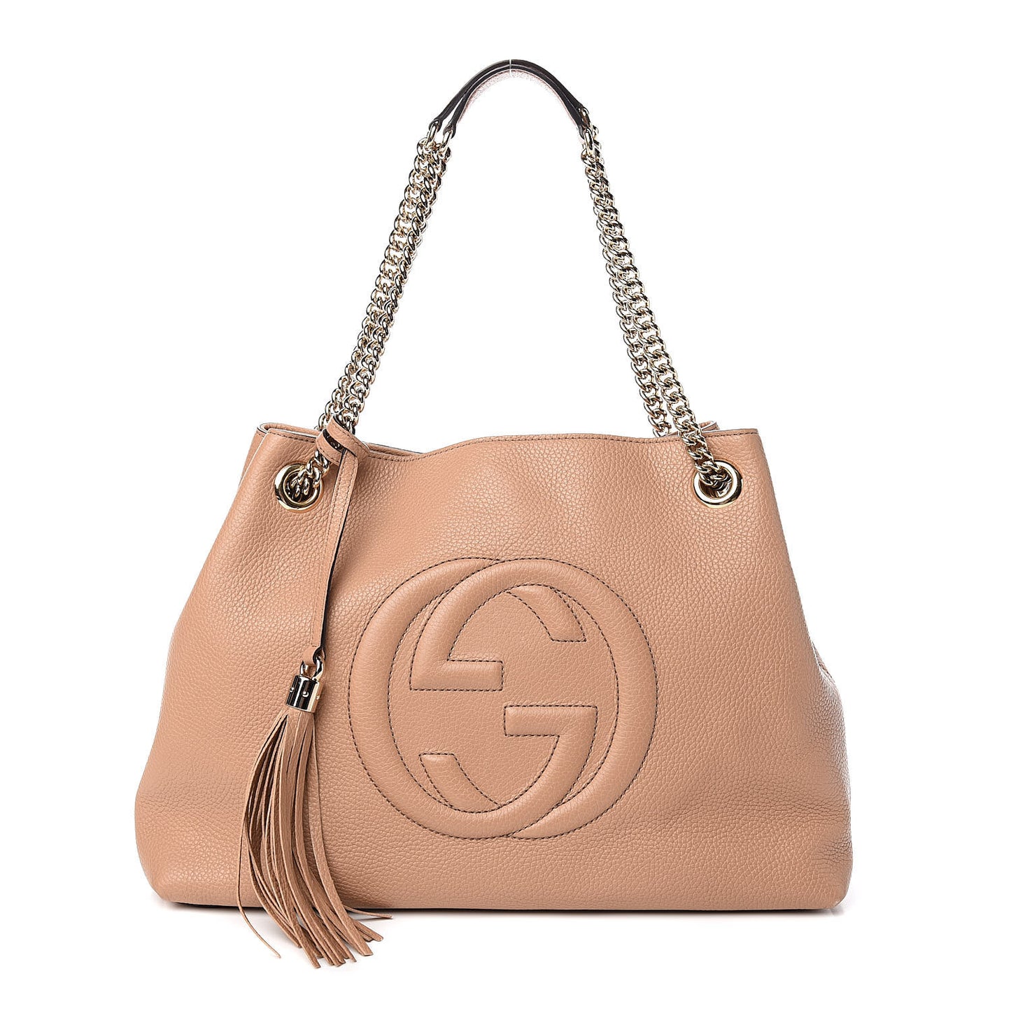 Pebbled Calfskin Medium Soho Chain Shoulder Bag Camelia