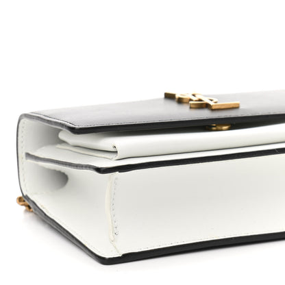 Saint Laurent New Aspen Calfskin Bi-Color Monogram Sunset Chain Wallet Black Dirty White 9 of 11