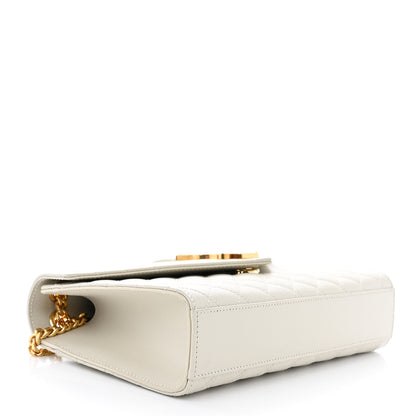 Saint Laurent Grain De Poudre Textured Mixed Matelasse Medium Triquilt Monogram Satchel White 4 of 12