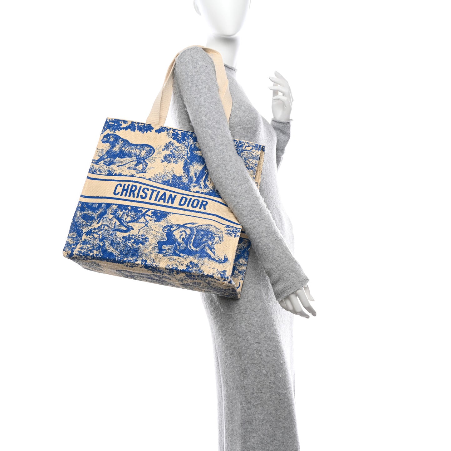 CHRISTIAN DIOR Straw Dioriviera Tote Blue