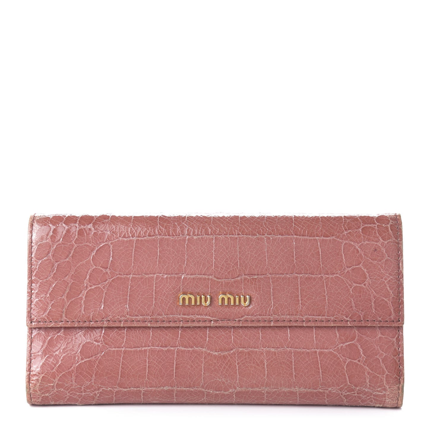 Crocodile Embossed Saint Cocco Lux Continental Flap Wallet Antico