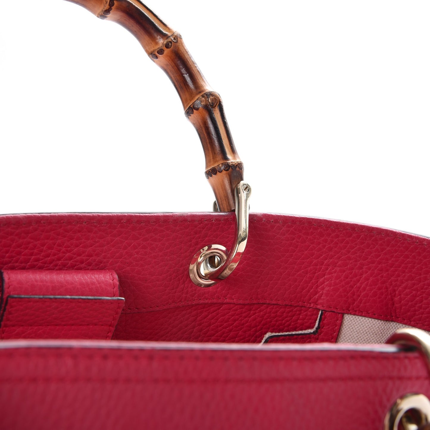 Calfskin Large Bamboo Shopper Tote Orange Fuchsia