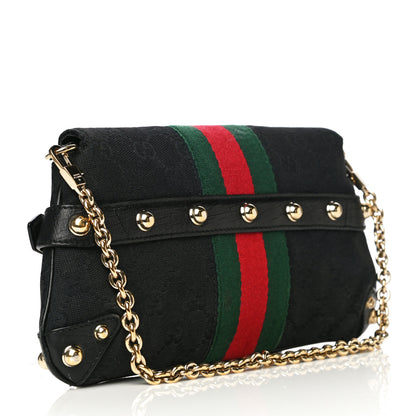 Gucci Monogram Web Horsebit Chain Clutch Black 2 of 20