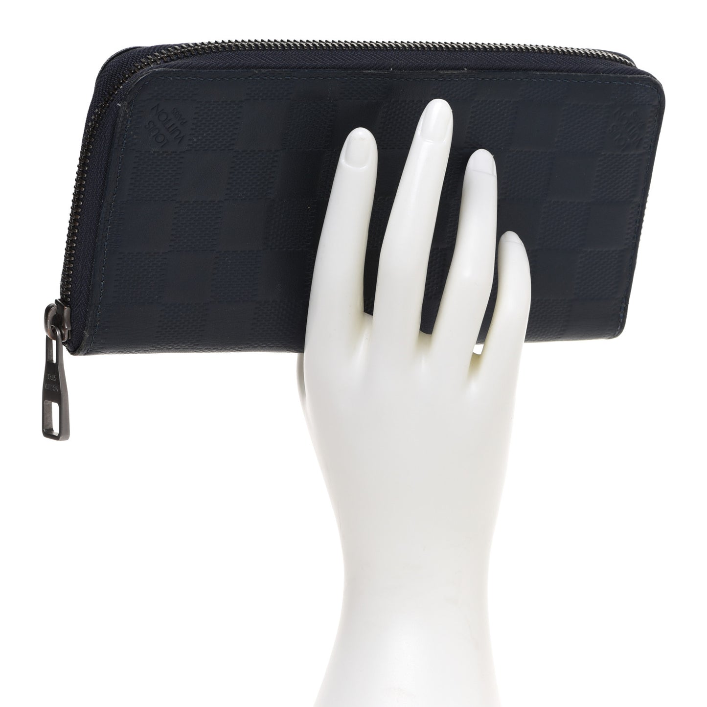 Damier Infini Zippy Vertical Wallet Midnight Blue