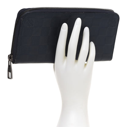Louis Vuitton Damier Infini Zippy Vertical Wallet Midnight Blue 2 of 10