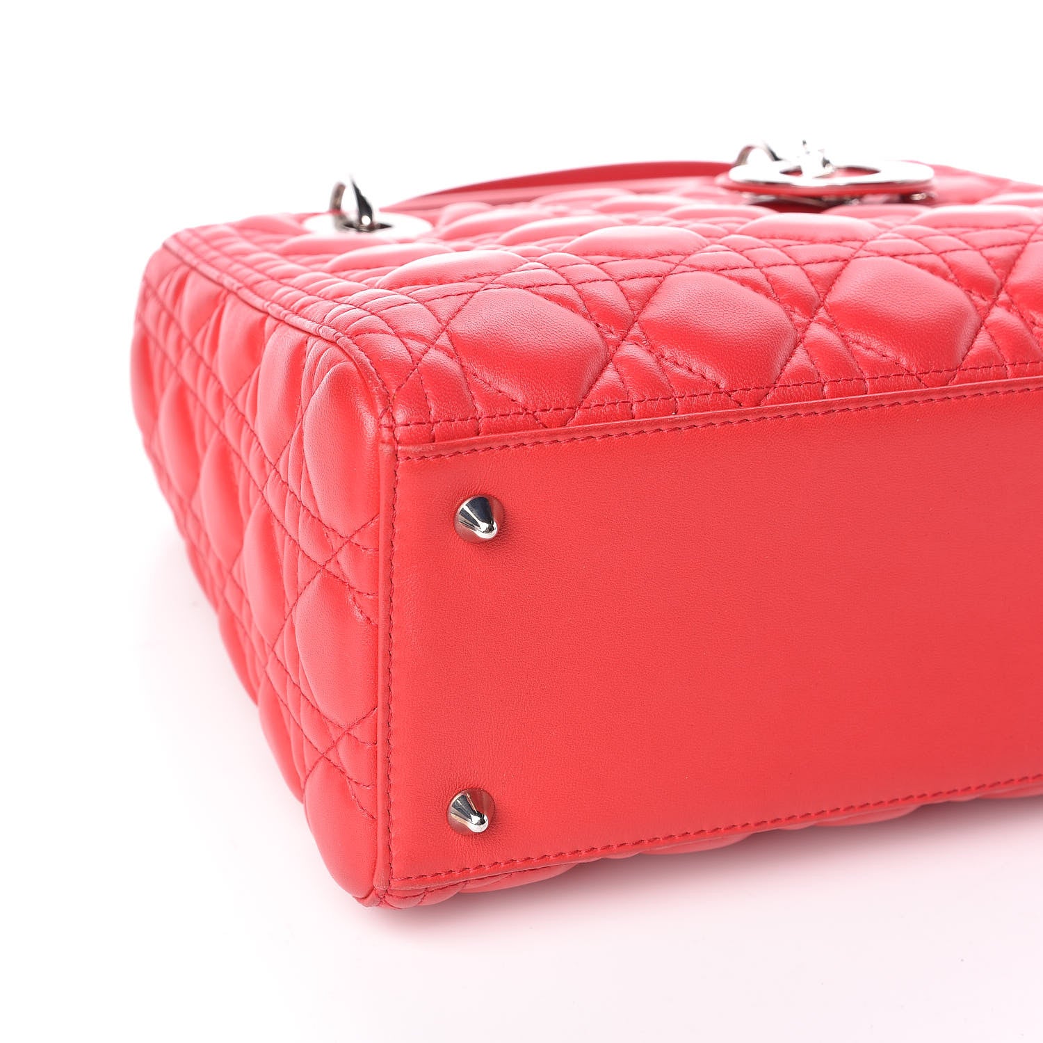 Christian Dior Lambskin Cannage Medium Lady Dior Red 8 of 10