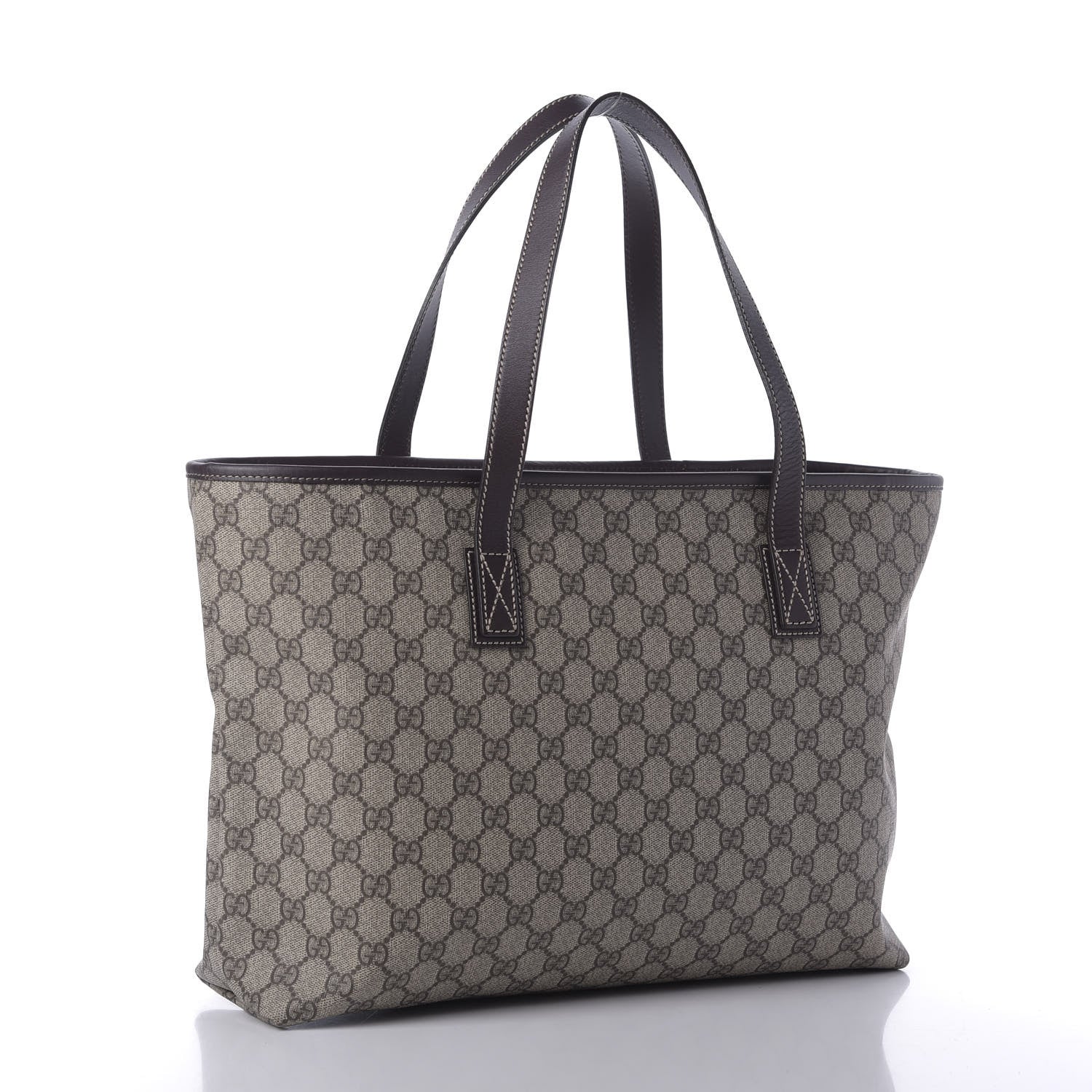 Gucci GG Supreme Monogram Medium Zippered Shopping Tote Dark Brown 3 of 9