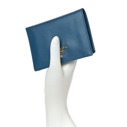 Prada Saffiano Metal Compact Snap Bi-Fold Wallet Cobalto 2 of 20