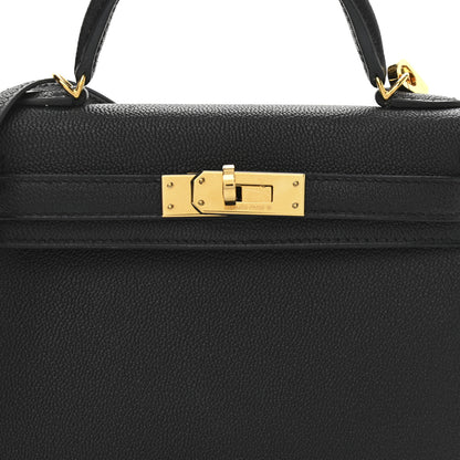 Hermes Chevre Chandra Mini Kelly Sellier 20 Black 7 of 11