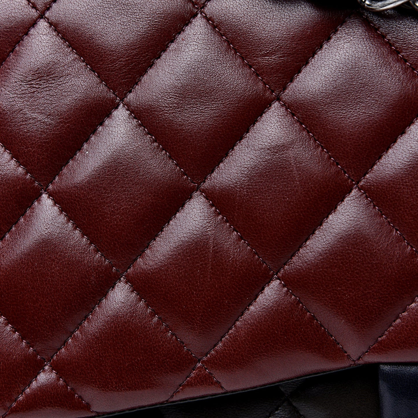 Lambskin Quilted Jumbo Tri-Color Double Flap Burgundy