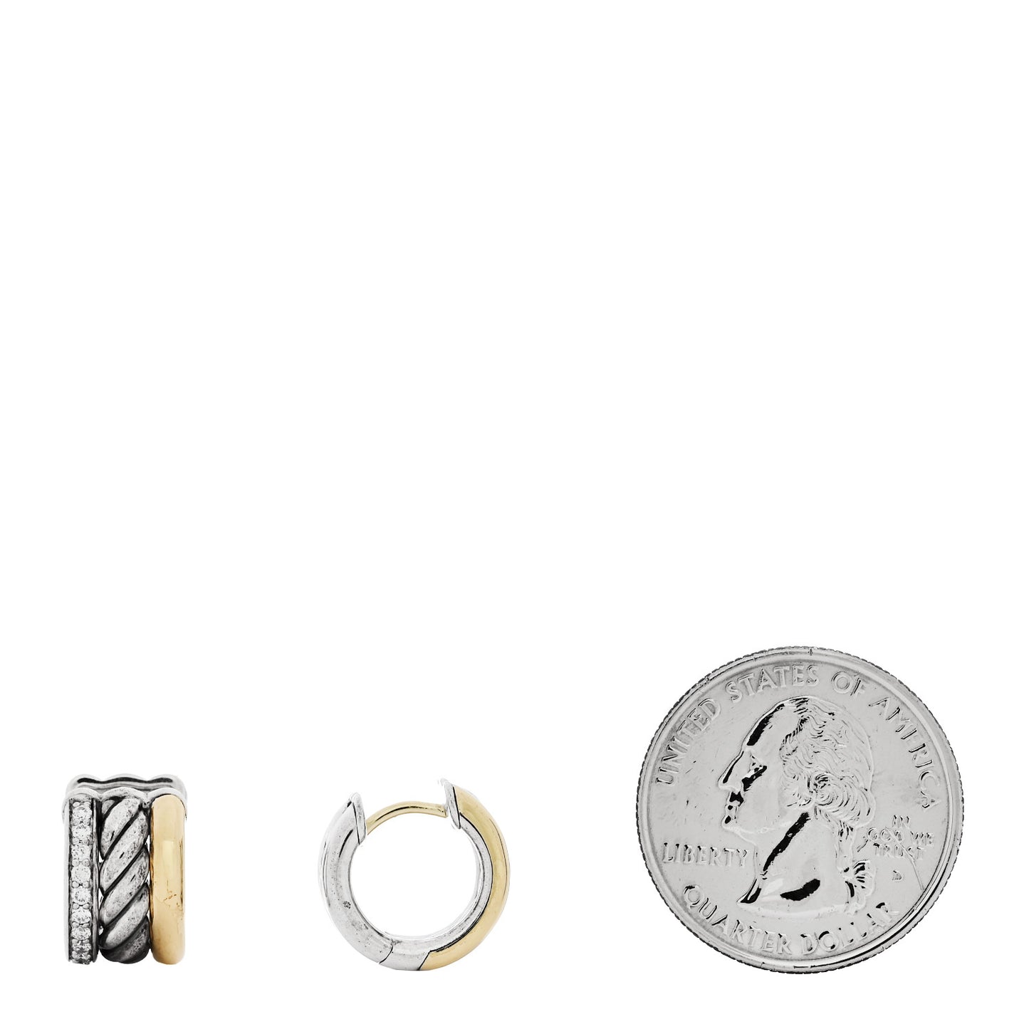 Sterling Silver 18K Yellow Gold Diamond Mercer Huggie Hoop Earrings